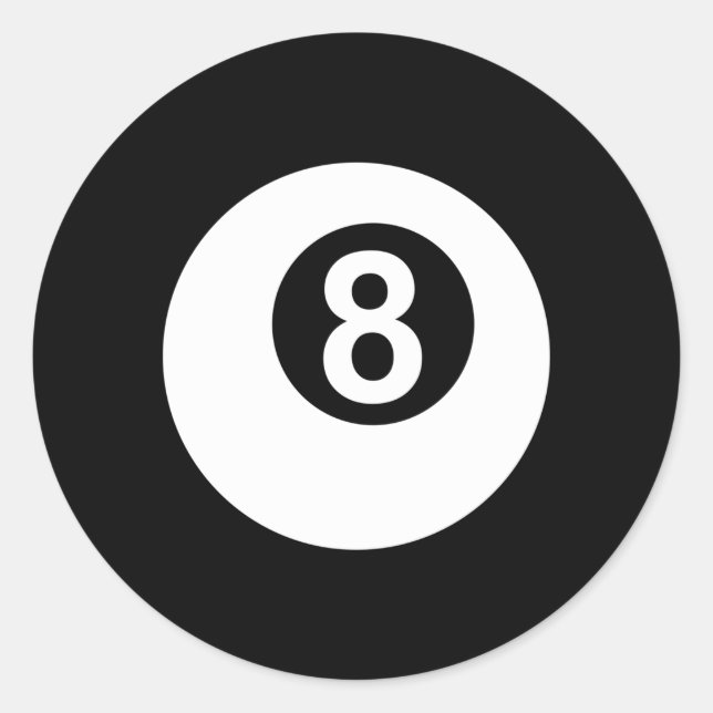 Pool Billiards 8 Ball Classic Round Sticker (Front)