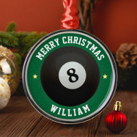 Pool Billiards 8 Ball Green Merry Christmas