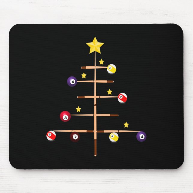 Pool Billiards Ll Cue Sports Christmas Tree  Mouse Mat (Front)