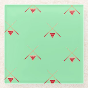 pool billiards on green glass coaster