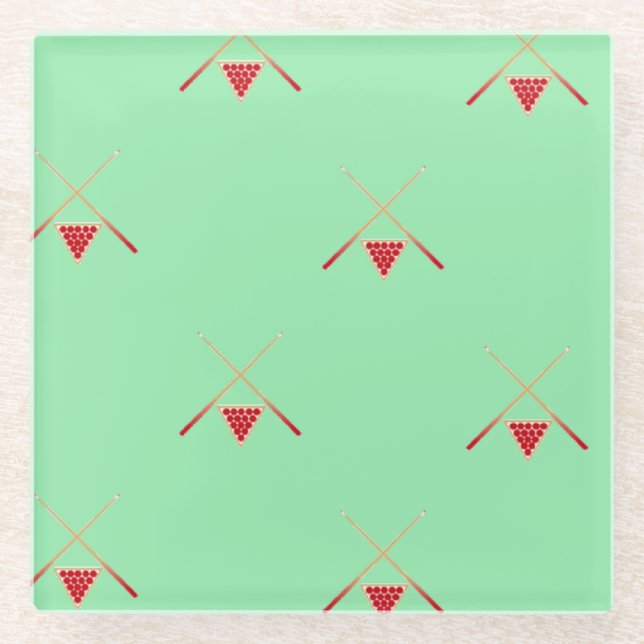 pool billiards on green glass coaster (Front)