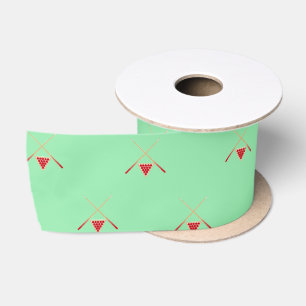 pool billiards on green satin ribbon