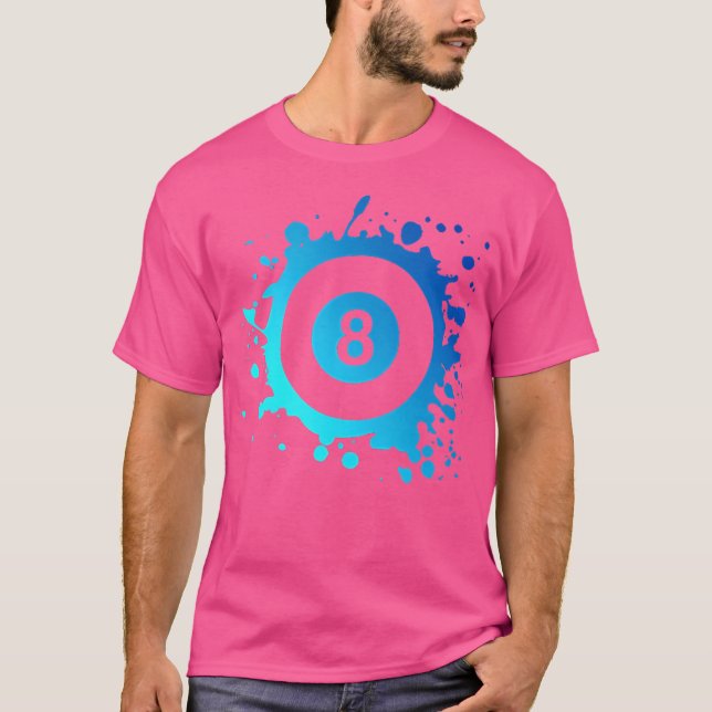 Pool Billiards Player Eight Ball Simple Pool T-Shirt (Front)