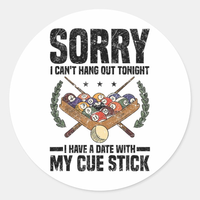 Pool Billiards Snooker Cue Player 6  Classic Round Sticker (Front)