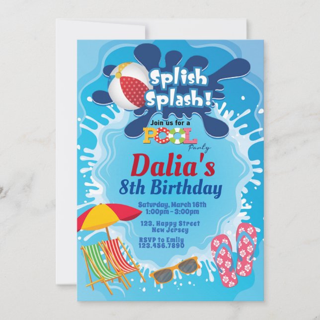Pool Birthday Invitation (Front)
