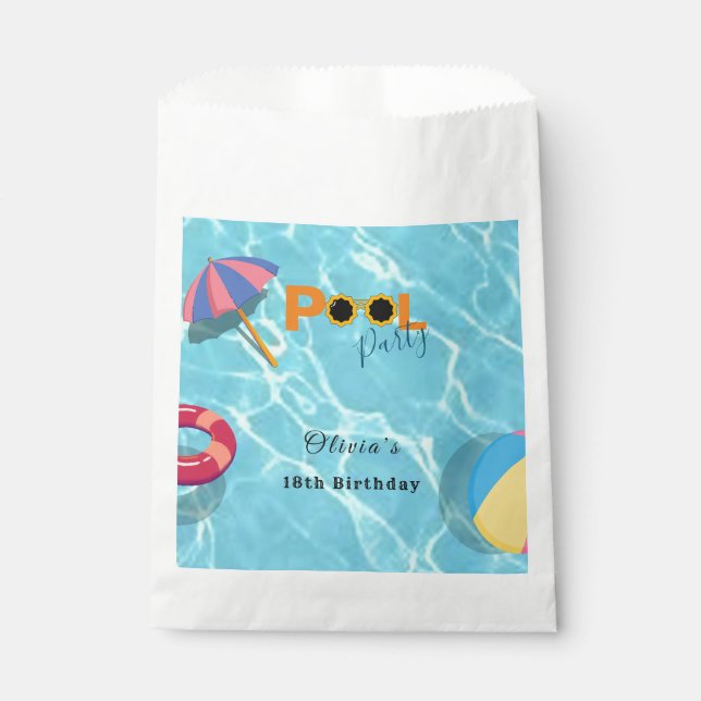 Pool Birthday Party celebration theme Favour Bags (Front)