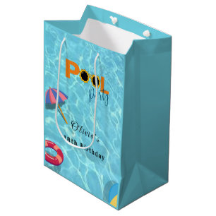 Pool Birthday Party celebration theme Medium Gift Bag