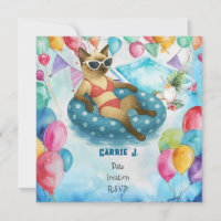 Pool Birthday Party for Cat Lovers  