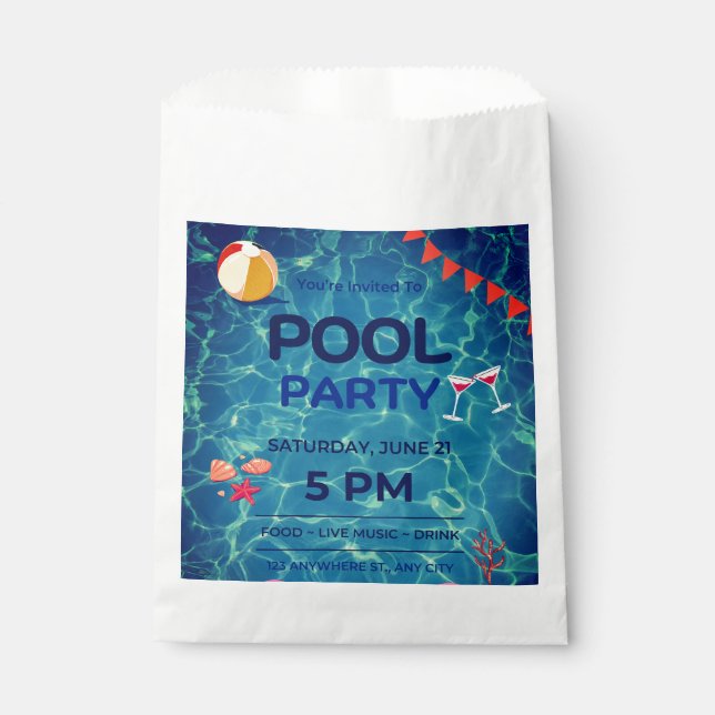  Pool Birthday Party Welcome Sign Favour Bags (Front)