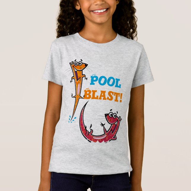 Pool Blast Party Swimming Otters T-Shirt (Front)