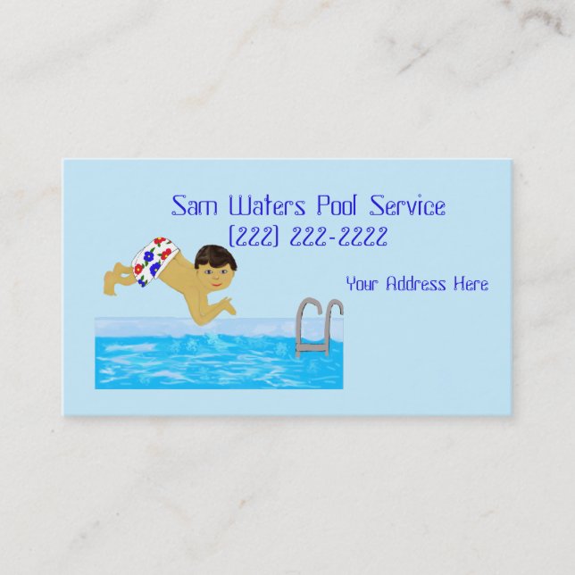 Pool Boy Swimming Template Business Card (Front)