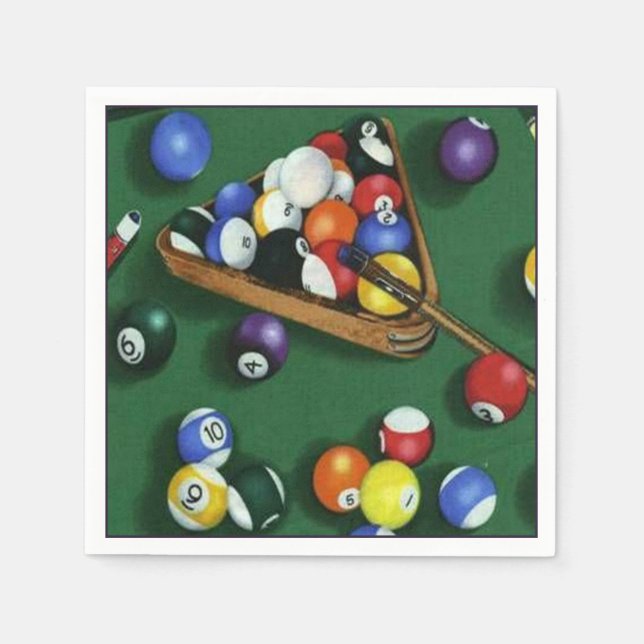 Pool Break Billiards Theme Napkins (Front)