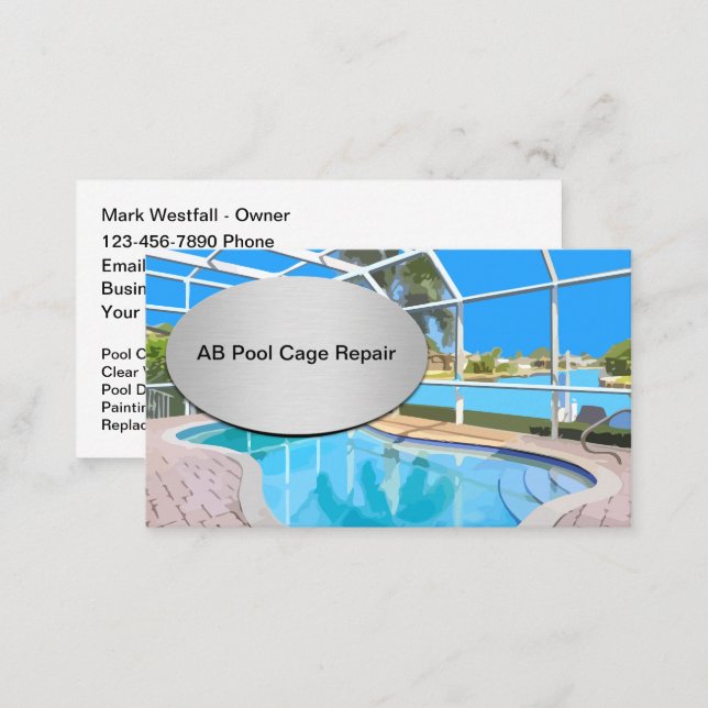 Pool Cage Repair Rescreening Business Cards (Front/Back)