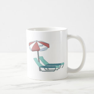 Pool Chairs and Umbrella Coffee Mug