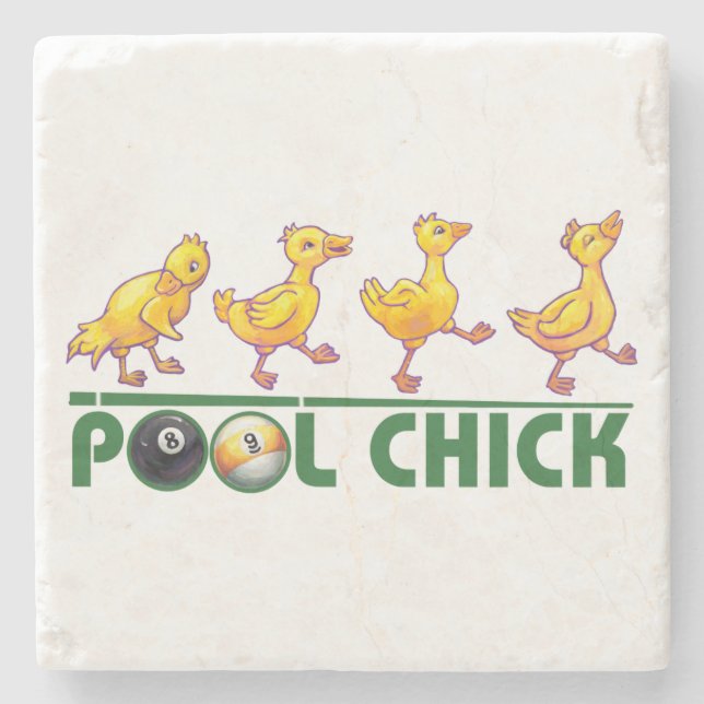Pool Chick Stone Coaster (Front)