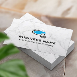 Pool Cleaning & Maintenance Service Trendy Marble Business Card