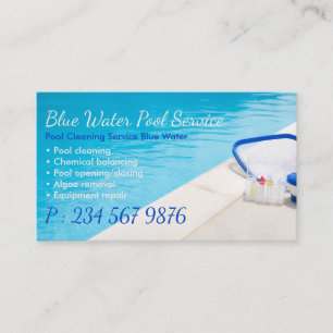 Pool Cleaning Service Blue Water Business Card