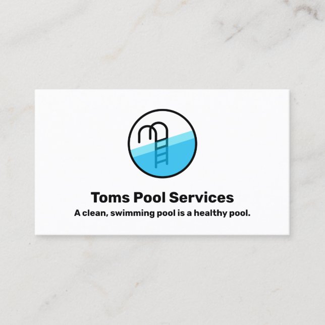 Pool Cleaning Service Logo  Business Card (Front)