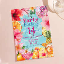 Pool Cocktail Party Tropical Summer Birthday