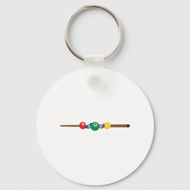 Pool Cue and Ball Border Key Ring (Front)