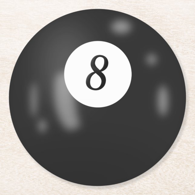 Pool Eight Ball Round Paper Coaster (Front)
