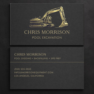 Pool Excavation Excavator Professional Business Card