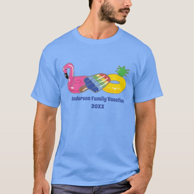Pool Floats Beach Vacation Personalised Graphic T-Shirt (Front)