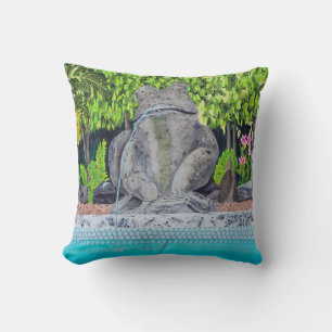 Pool Frog Throw Pillow