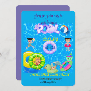 pool fun and play birthday party invitation