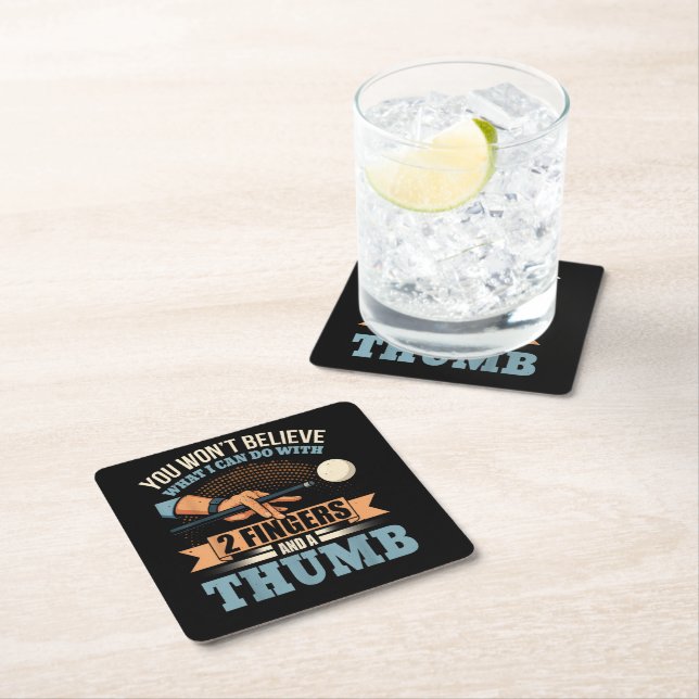 Pool Funny Billiards Square Paper Coaster (Insitu)