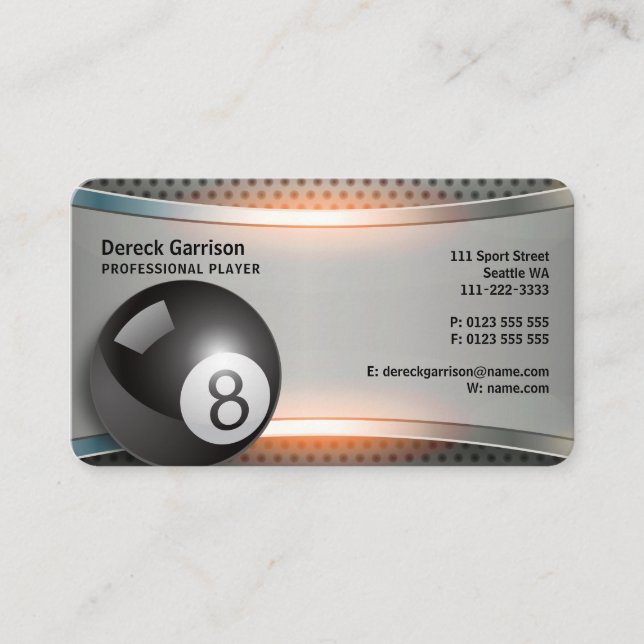 Pool Game | Professional Player Business Card (Front)
