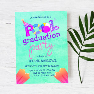 Pool Grad Party Senior High 2023 School Graduation Invitation