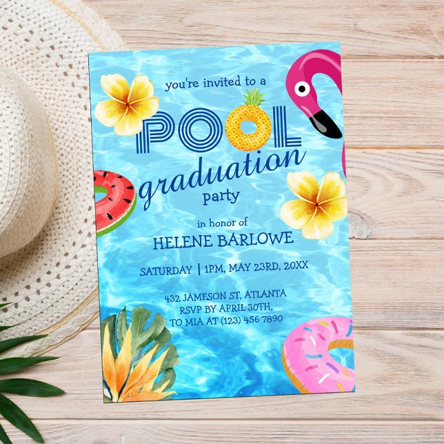 Pool Grad Party Senior High School Graduation Invitation (Pool Grad Party Senior High School 2023 Graduation Invitation)