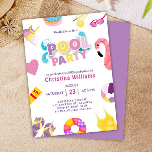 Pool Graduation Party Summer Grad Invitation