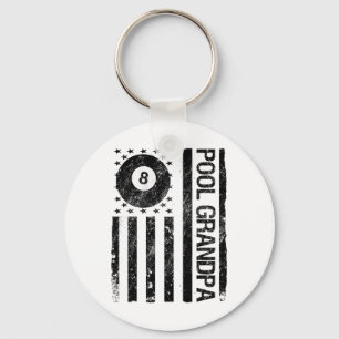 Pool Grandpa American Usa Flag Funny Billiards  Key Ring