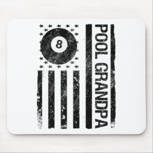 Pool Grandpa American Usa Flag Funny Billiards Mouse Mat