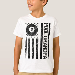 Pool Grandpa American Usa Flag Funny Billiards  T-Shirt