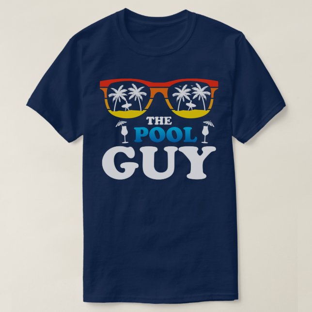Pool Guy Vacation Sunglasses Beach T-Shirt (Design Front)