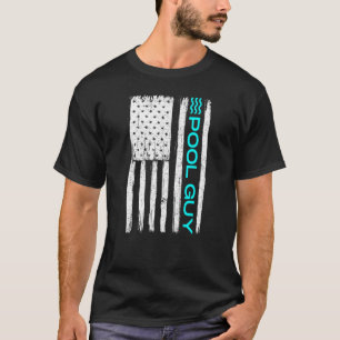 Pool Guy Vintage Retro Patriotic US Flag T-Shirt