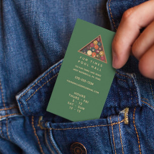 Pool Hall Billiards Business Card with Hours