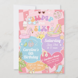 POOL Jump into Six girl 6th birthday invite. Invitation