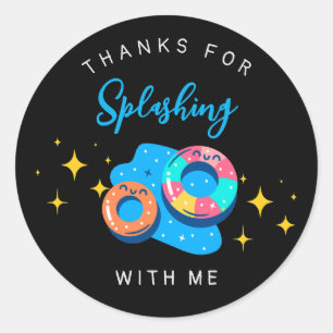 Pool Kids birthday party favour Classic Round Sticker