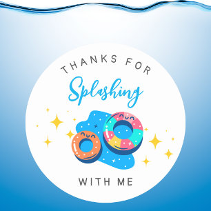 Pool Kids birthday party favour Classic Round Sticker