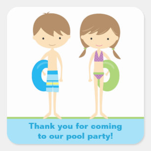 Pool Kids Party Stickers