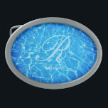 Pool King Blue Modern Novelty Belt Buckle<br><div class="desc">The belt buckle is a modern novelty design inspired in pool water,  is the perfect gift for anyone who loves swimming or play aquatic sports,  for their special occasions or as a gift. The buckle is customisable with monogram/initial and name.</div>