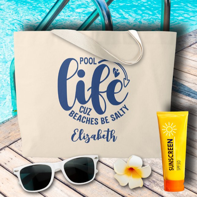Pool Life Blue Large Tote Bag (Pool Life Blue Large Tote Bag)