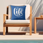 Pool Life is Better Cushion<br><div class="desc">Make a statement for your home or a give as a fun gift, this outdoor pillow features your family name, year established, and "Pool life cuz beaches be salty" in chic lettering. Change the colour with the Zazzle Edit tools.</div>