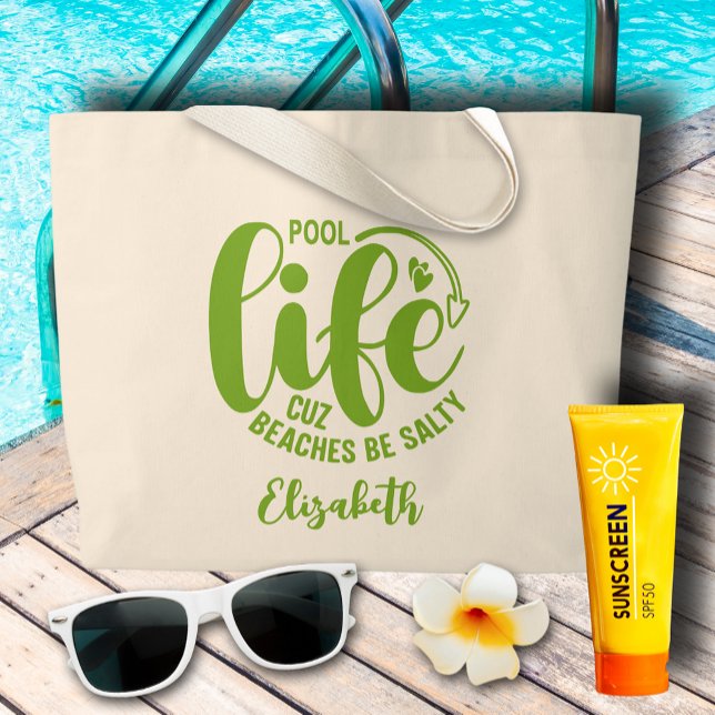 Pool Life Lime Green Large Tote Bag (Pool Life Lime Green Large Tote Bag)