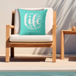 Pool Life Turquoise Cushion<br><div class="desc">Make a statement for your home or a give as a fun gift, this turquoise outdoor pillow features your family name, year established, and "Pool life cuz beaches be salty" in chic lettering. Change the colour with the Zazzle Edit tools. MATCHING items in our collection.</div>