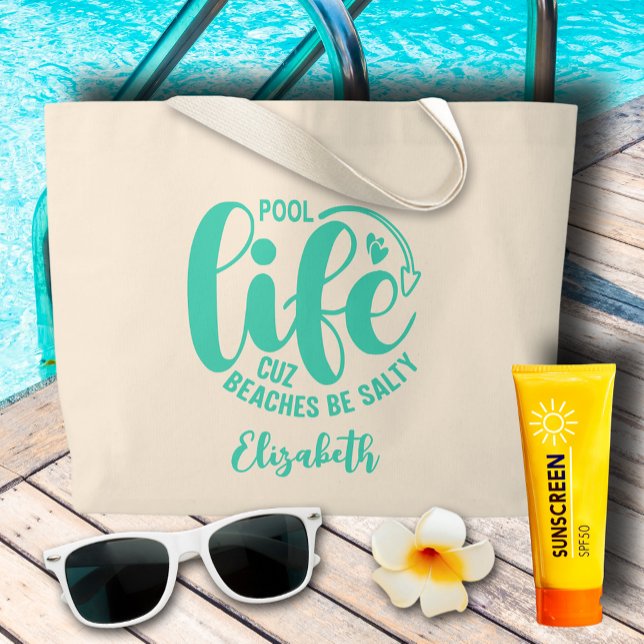 Pool Life Turquoise Large Tote Bag (Pool Life Turquoise Large Tote Bag)
